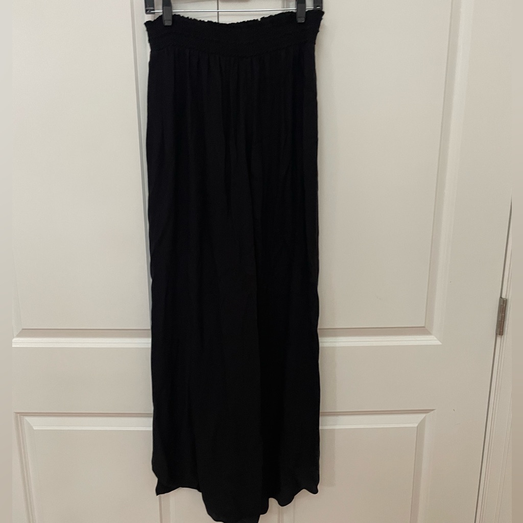 100% Viscose Black Wide-Leg Pants - Smocked Waist From Alice + Olivia